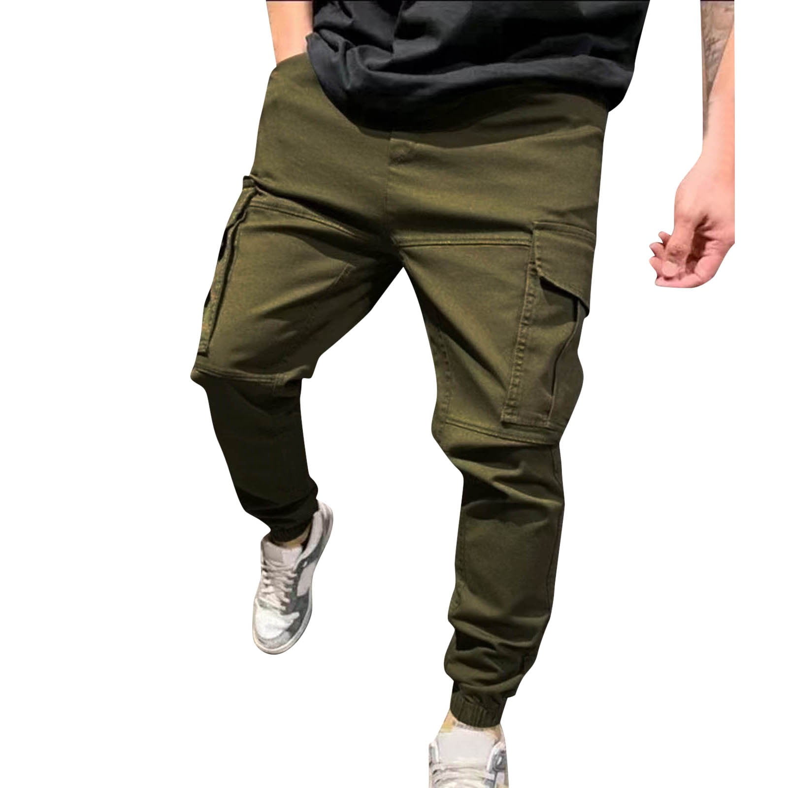 Mens Casual Jog Pants Sports Thickened Cotton Large Sanitary Army Green