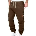 thumbnail image 1 of Mens Casual Jogger Cargo Pants Relaxed Fit Pants Drawstring Sweatpants Hiking Outdoor Twill Sport Pants (S, Brown), 1 of 5