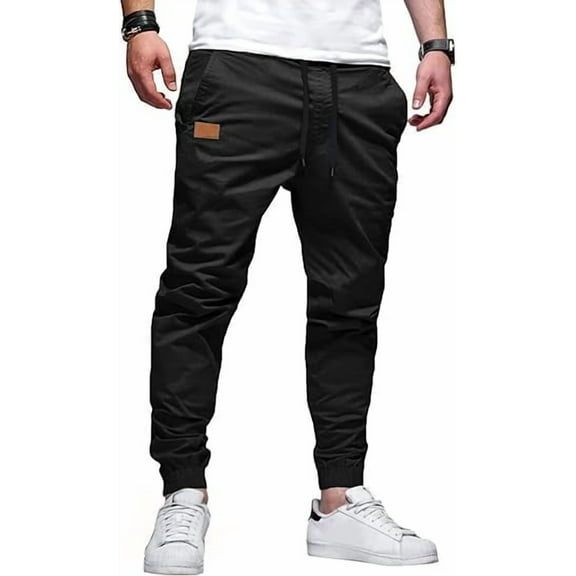 Mens Casual Joggers Pants - Cotton Drawstring Chino Cargo Pants Hiking Outdoor Twill Track Jogging Sweatpants Pants
