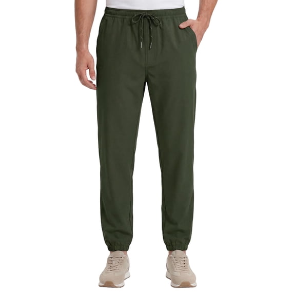 Pdbokew Men's Lightweight Hiking Pants Breathable Sports Outdoor Jogger Pants with Elastic Waist Olive Green 30