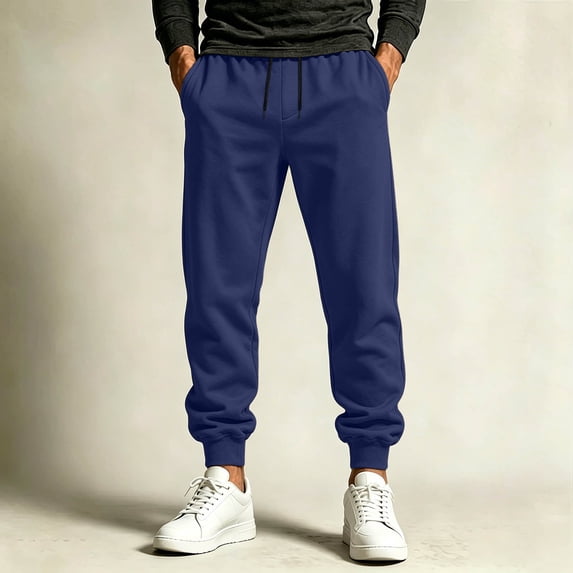 Mens Casual Joggers Pants Solid Color Drawstring Elastic Waist Loose Sweatpants with Pockets Fall Winter Lounge Workout Pants,Sizes S-3XL