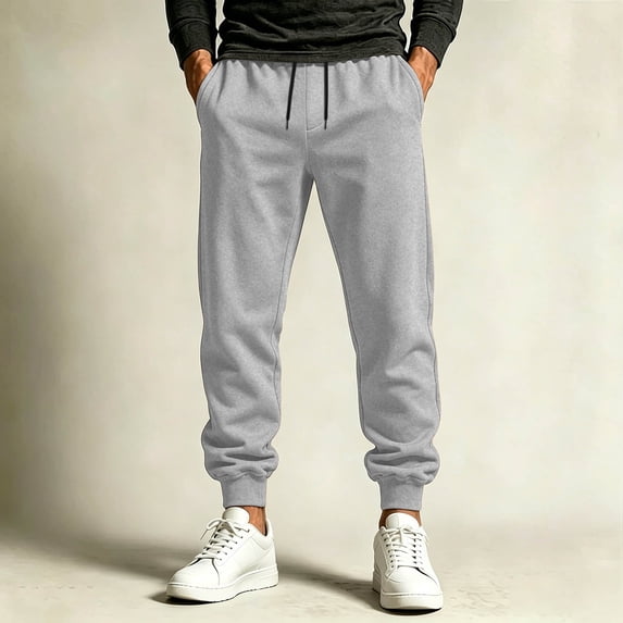 Mens Casual Joggers Pants Solid Color Drawstring Elastic Waist Loose Sweatpants with Pockets Fall Winter Lounge Workout Pants,Sizes S-3XL