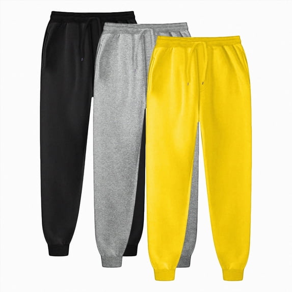 Mens Casual Joggers Pants Stretch Waist Drawstring Cargo Pants Casual Sweatpants with Pockets Mens Athletic Gym Cargo Pants ,XL-Yellow
