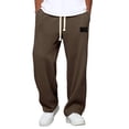 thumbnail image 1 of Mens Casual Knit Pants Loose Straight Leg Drawstring Waist Comfort Trousers, 1 of 4