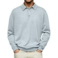 thumbnail image 1 of Mens Casual Knit Polo Collared Sweaters Business Fall Winter Long Sleeve Solid Color Color versatile Top Light Blue 4XL, 1 of 5