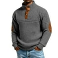 thumbnail image 1 of Mens Casual Knitted Pullover Sweater Long Sleeve Stand Collar Vintage Button Sweaters with Elbow Patches Dark Gray L, 1 of 4