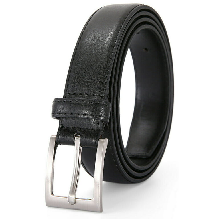Mens Casual Leather Belts with Single Prong Buckle Basic Dress Belt ,1 1/8  Wide