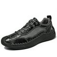 thumbnail image 1 of Mens Casual Leather Shoes Outdoor Hiking Work Shoes Breathable Lightweight Sneakers Comfortable Lace-up Driving Shoes Black 11 US, 1 of 7