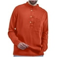 thumbnail image 1 of Mens Casual Linen Henley Shirts Long Sleeve Band Collar Button Down Shirt Lightweight Beach Tee Tops with Pocket, 1 of 5