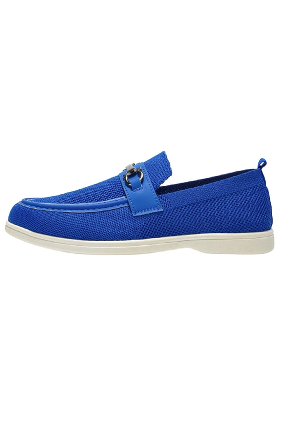 Mens Casual Loafers Breathable Mesh Slip On Shoes - Comfortable Walking Sneakers with Horsebit Detail - Lightweight Blue,Size 10