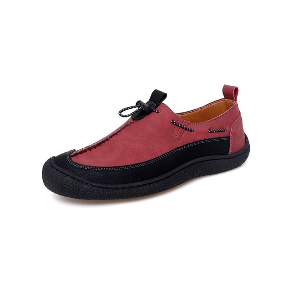 Mens Casual Loafers Non-slip Outdoor Lightweight Retro Walking Shoes Minimalist Business Office Moccasins Red 11 US