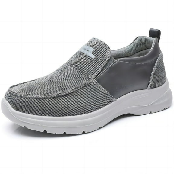 Mens Casual Loafers Walking Comfortable Lightweight Wide Toe Canvas Breathable Athletic Shoes Gray 10 US