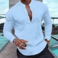 thumbnail image 1 of Mens Casual Long Sleeve Button-Down Shirt Blouse Henley V-Neck Tops T Shirts, 1 of 11