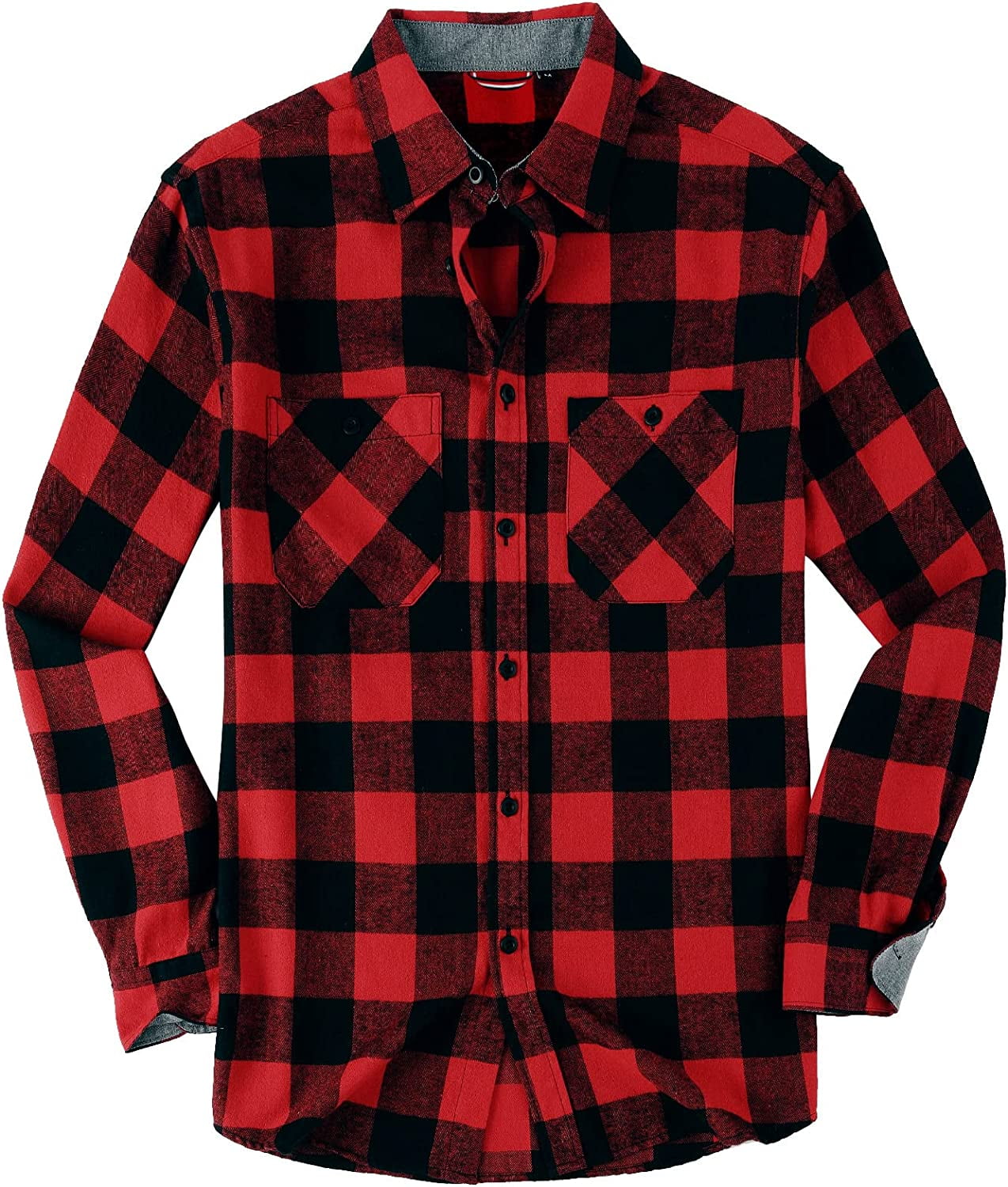 Mens Casual Long Sleeve Flannel Plaid Shirt Regular Fit Button Down ...