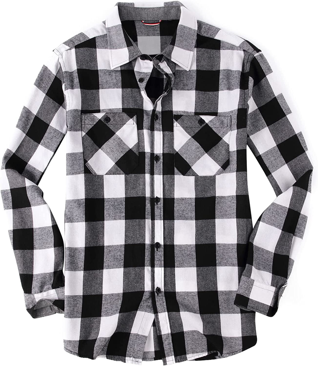 Mens Casual Long Sleeve Flannel Plaid Shirt Regular Fit Button Down ...