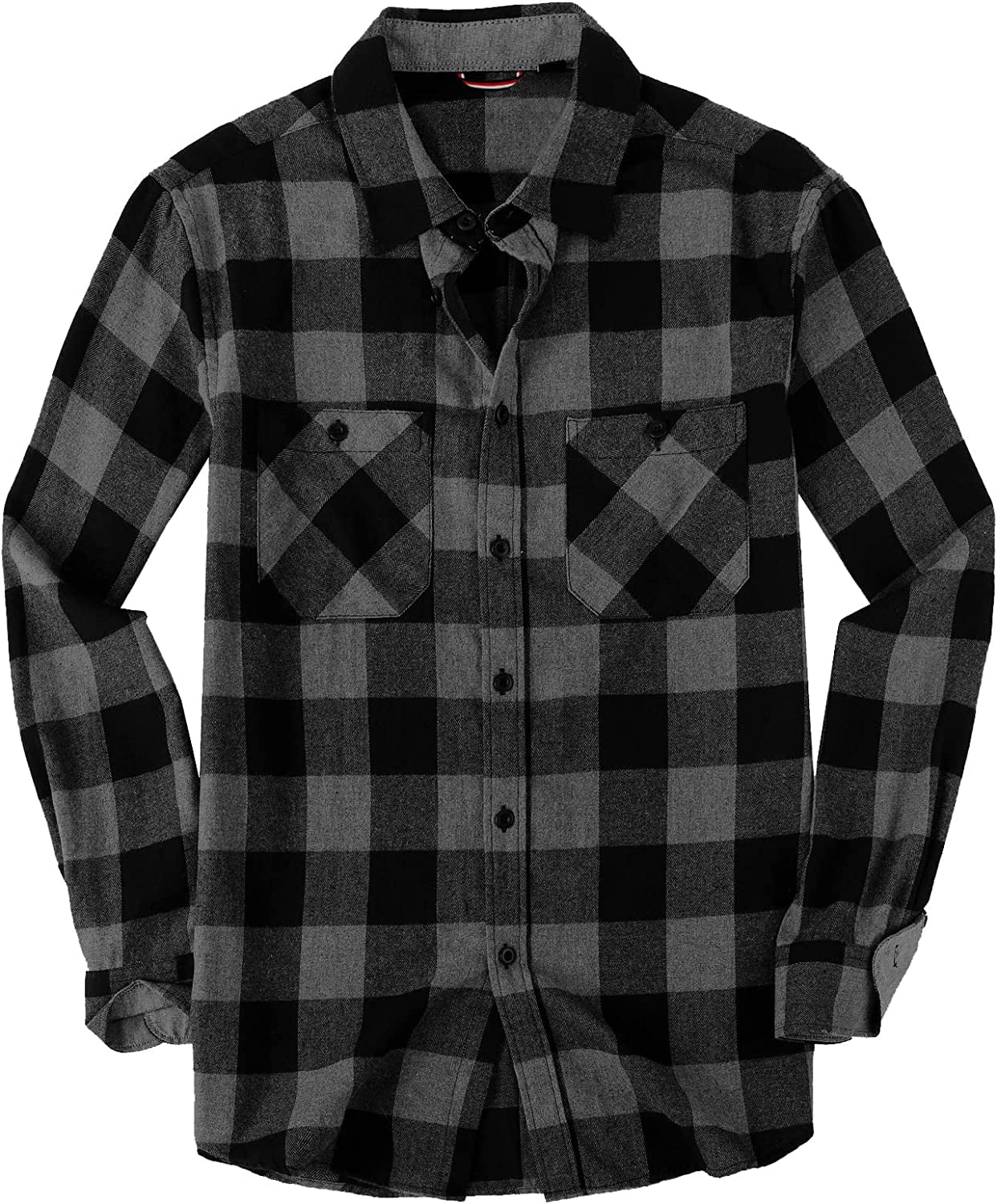 Mens Casual Long Sleeve Flannel Plaid Shirt Regular Fit Button Down