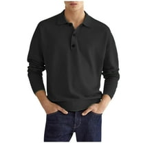 Mens Casual Long Sleeve Shirts Classic Golf Work Shirts Thermal Sweaters Rrgular Collared T Shirt Plain Tops