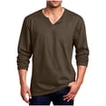 thumbnail image 1 of Mens Casual Long Sleeve Shirts Comfortable V Neck Solid Color Classic Tops Mens Athlete Pullover Workout Breathable Loose Shirts for Men, 1 of 6