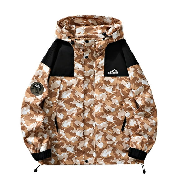 Mens Casual Loose Daily Trend Hooded Hardshell Jacket Jacket