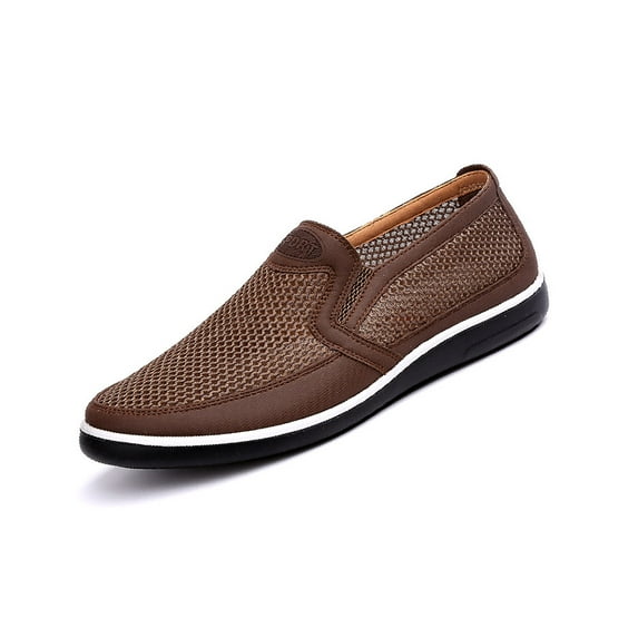 Mens Casual Mesh Loafers Summer Breathable Walking Shoes Comfortable Lightweight Driving Shoes Travelling Fashion Shoes Brown 10 US