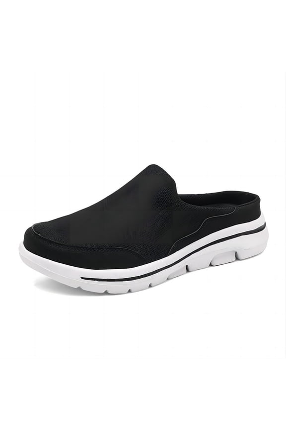 Mens Casual Mesh Shoes Breathable Comfortable Slip-On for Walking Mules Clogs Backless Outdoor Lightweight Slippers Black 10 US