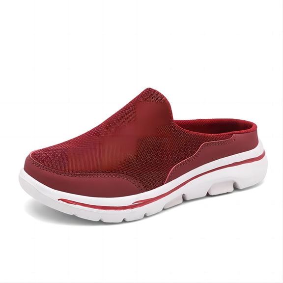 Mens Casual Mesh Shoes Breathable Comfortable Slip-On for Walking Mules Clogs Backless Outdoor Lightweight Slippers Red 8.5 US