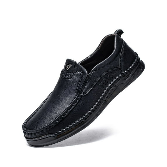 Mens Casual Moccasins Comfortable Breathable Non-slip Loafers Retro Lightweight Flat Driving Shoes Black 11 US