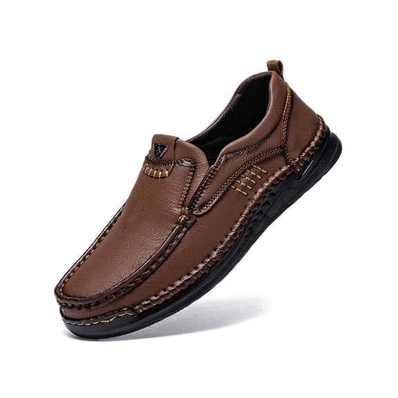 Mens Casual Moccasins Comfortable Breathable Non-slip Loafers Retro Lightweight Flat Driving Shoes Yellow 6.5 US