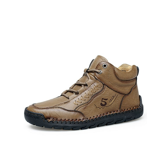 Mens Casual Nude Boots Lightweight Outdoor Work Boots Non-slip Comfortable Hiking Sneakers Fashion Retro Yellow 8.5 US