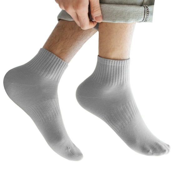 Mens Casual Outdoor Sport Athletic Ribbed Cuff Cotton Ankle Socks Breathable Fashion Solid Color Short Tube Ankle Socks