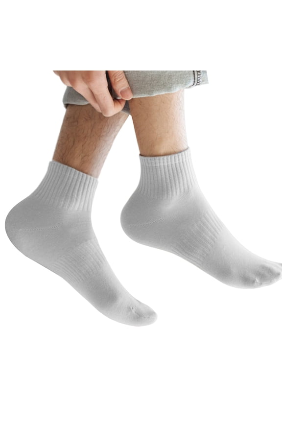 Mens Casual Outdoor Sport Short Tube Ankle Socks Ribbed Cuff Cotton Stretch Basic Color Athletic Short Ankle Socks
