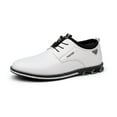 thumbnail image 1 of Mens Casual Oxfords Leather Business Office Loafers Comfortable Fashion Lace-up Formal Flat Shoes White 12 US, 1 of 7