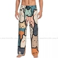 thumbnail image 1 of Mens Casual Pajama Long Pant Loose Elastic Waistband Cat Unicorn Magic Pattern Cozy Sleepwear Home Lounge Pants, 1 of 6