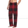thumbnail image 1 of Mens Casual Pajama Long Pant Loose Elastic Waistband Red Plaid Checkered Tartan Cozy Sleepwear Home Lounge Pants, 1 of 5