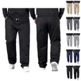 thumbnail image 1 of Mens Casual Pants Big And Tall 2026 Drawstring High Elastic Waist Loose Fit Stretch Straight Leg Trousers with Pockets, 1 of 4