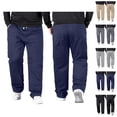 thumbnail image 1 of Mens Casual Pants Big And Tall 2026 Drawstring High Elastic Waist Loose Fit Stretch Straight Leg Trousers with Pockets, 1 of 4