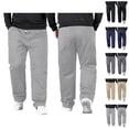 thumbnail image 1 of Mens Casual Pants Big And Tall 2026 High Elastic Waist Drawstring Stretch Loose Fit Straight Leg Trousers with Pockets, 1 of 4