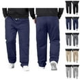 thumbnail image 1 of Mens Casual Pants Big And Tall 2026 High Elastic Waist Drawstring Stretch Loose Fit Straight Leg Trousers with Pockets, 1 of 4