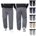 thumbnail image 1 of Mens Casual Pants Big And Tall 2026 High Elastic Waist Drawstring Stretch Loose Fit Straight Leg Trousers with Pockets, 1 of 4
