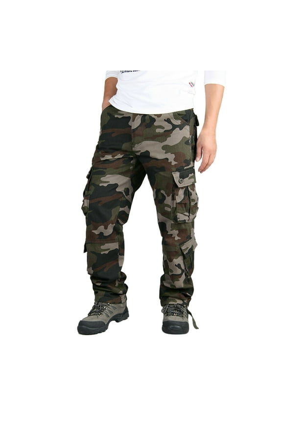 Mens Casual Pants Camo Outdoor Combat Military Cargo Trousers with Multi Pockets Pluse Size Summer Slacks for Men Camouflage XL