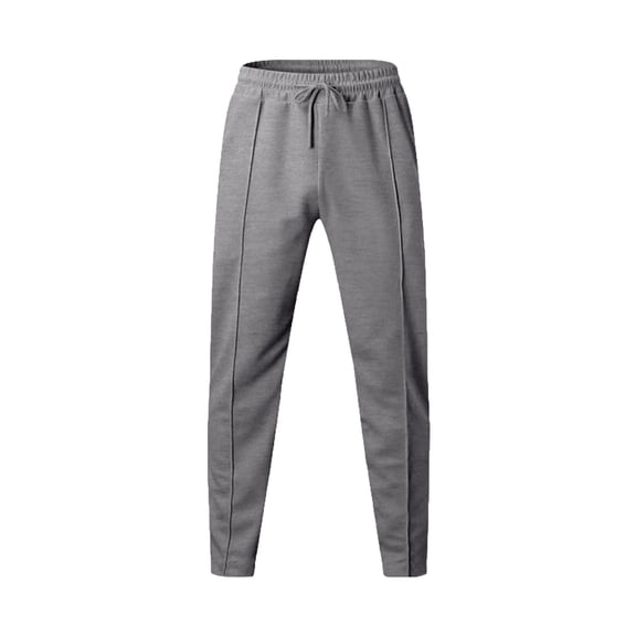 Mens Casual Pants Elastic Drawstring Waist Lightweight Loose Fit Pleated Slacks Comfy Jogger Work Trousers with Pockets (L, Dark Gray)