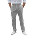 thumbnail image 1 of Mens Casual Pants Elastic Waist Drawstring Lightweight Solid Trousers Loose Straight Leg Long Pants with Pockets Gray M, 1 of 7