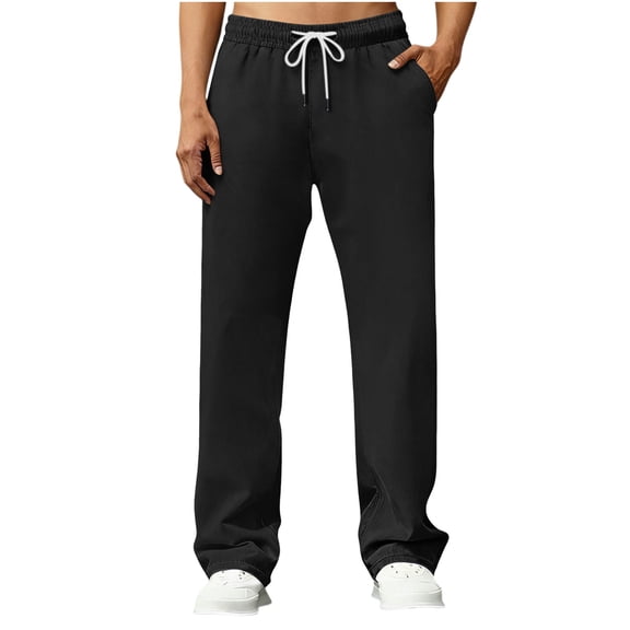 Mens Casual Pants Elastic Waist With Drawstring Loose Fit Thin Beach Work Summer Trousers For Travel And Lounge Wear