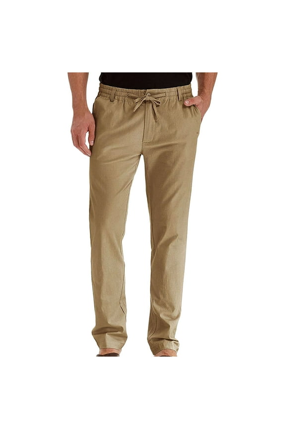 Mens Casual Pants, Elastic Waist and Zip Fly with Adjustable Internal Drawstring Custom Fit for Men Workout Pants