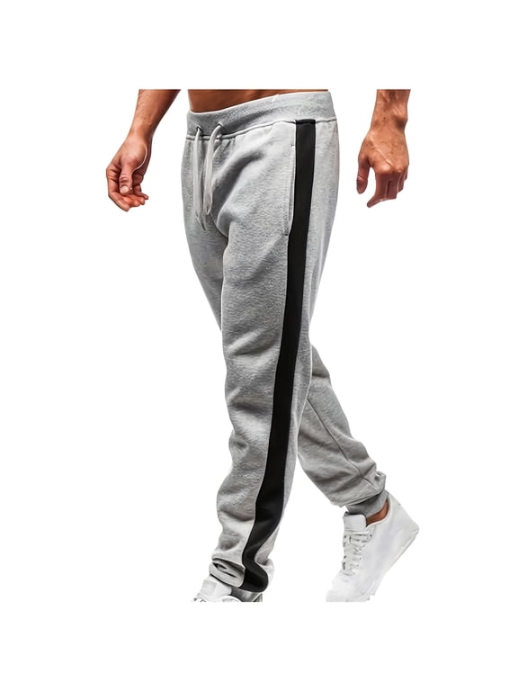 Mens Casual Pants Light Weight Joggers Elastic Waist and Cuff Drawstring Fit Pants Tapered for Men