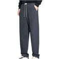 thumbnail image 1 of Mens Casual Pants Loose Solid Casual Elastic Waist Pocket Long Pants Gray, 1 of 4