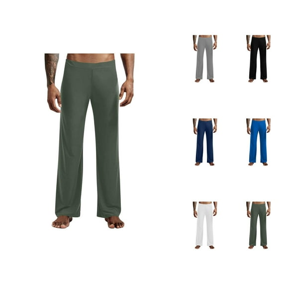 Mens Casual Pants Mens Slacks Men's Casual Pants Lightweight Breathable Comfortable Stretch Yoga Sleepwear with Drawstring Waist and Elastic for Home Wear