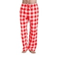 thumbnail image 1 of Mens Casual Pants Plaid Print Lounge Pants Loose Fit Drawstring Comfort Long Slacks for Men Red XL, 1 of 6