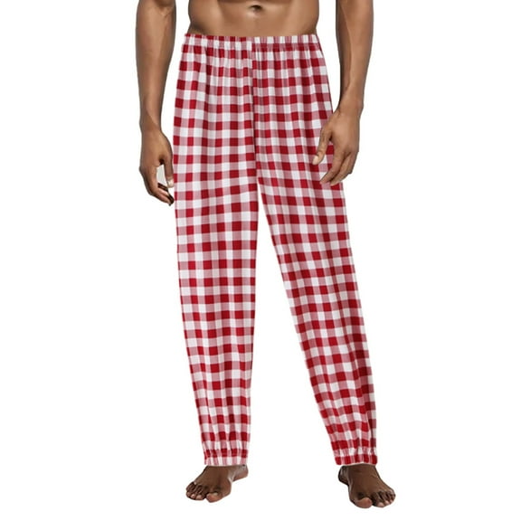 Mens Casual Pants Plus Size Comfortable Plaid Lounge Pajamas Oversized Loose Fitting Soft Dress Slacks for Men RD1 XL