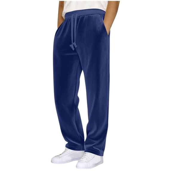 Mens Casual Pants Retro Solid Color Casual Pants Baggy Athletic Pant for Workout, Jogging, Running